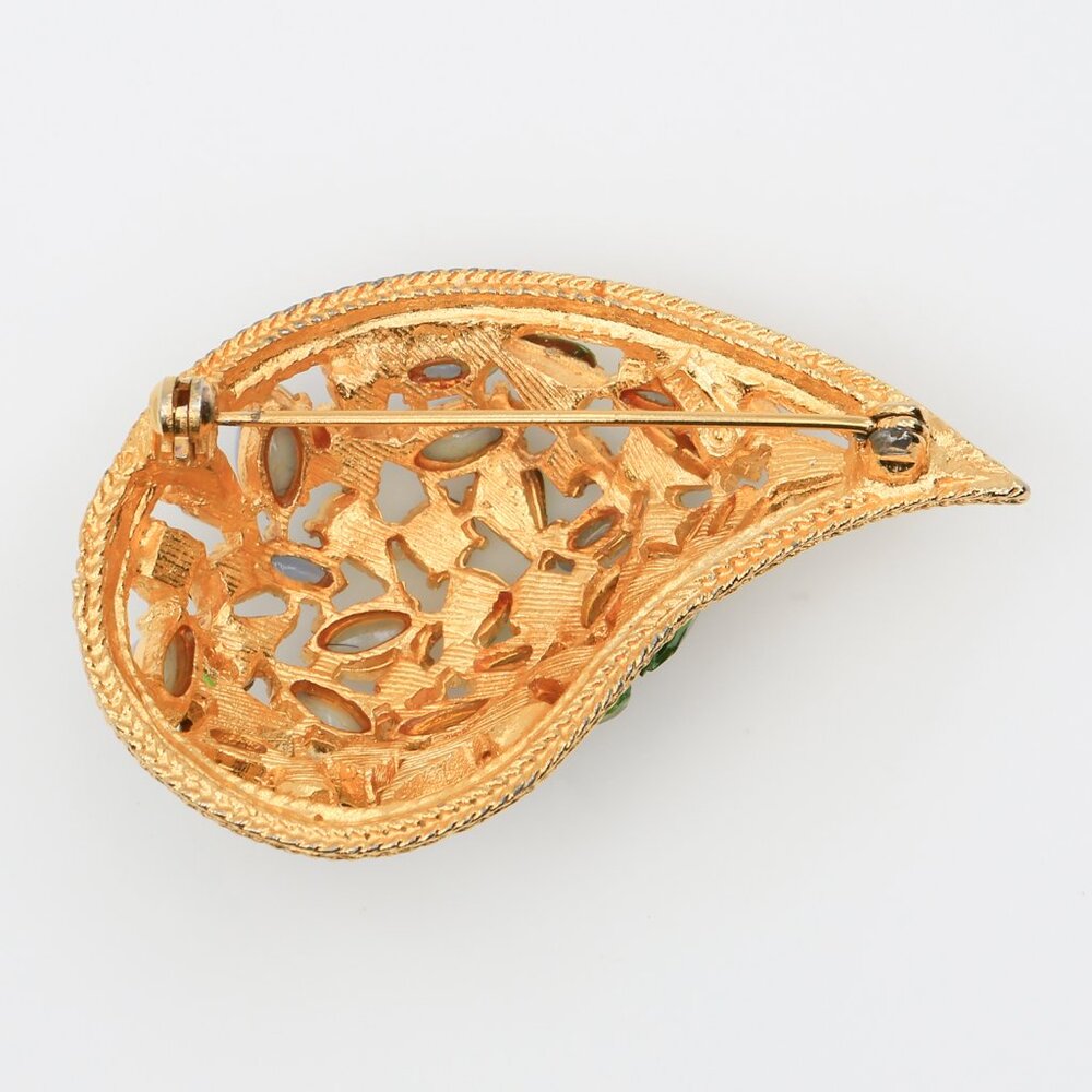 Vintage Arthur Pepper ART UV Glow Paisley Brooch and Clip-On Earrings Set 1960s - Picture 4 of 9